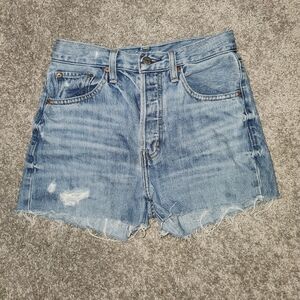Etica Light Blue Distressed Jean Shorts
